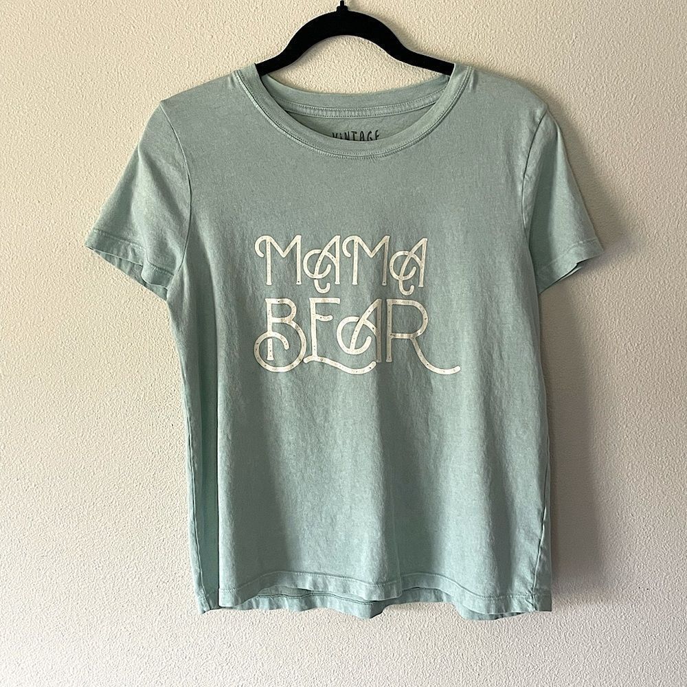 New! Vintage Canvas, “Momma Bear”, Seafoam Short-Sleeve T-Shirt. Size Small.